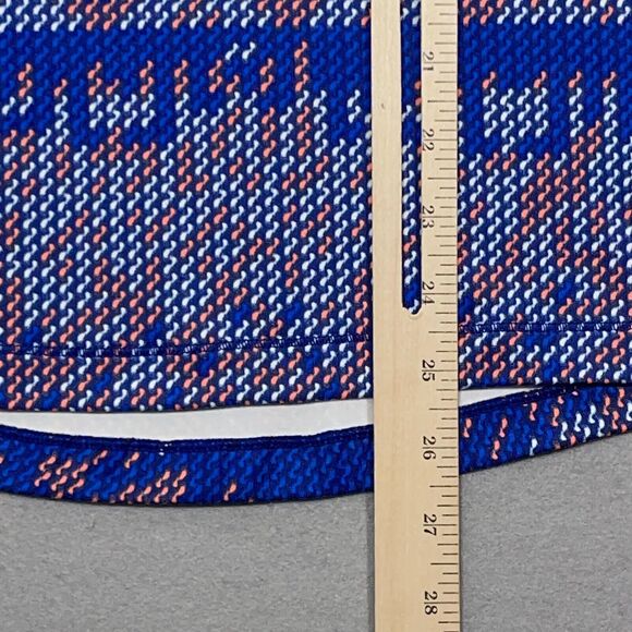 Nike Pro Dri-FIT Top Women Medium Blue Fair Isle‎ Print Long Sleeve Funnel Neck - Picture 6 of 10